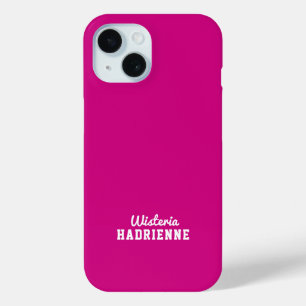 Moderne Roze Witte Sport Monogram Naam iPhone 15 Case