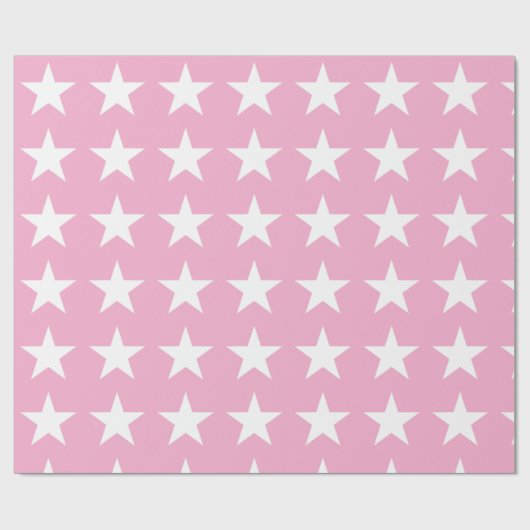 Moderne roze witte sterren Cute Design Elegant Gif Cadeaupapier (Vlak)