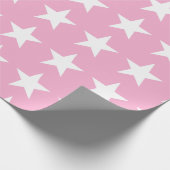 Moderne roze witte sterren Cute Design Elegant Gif Cadeaupapier (Hoek)
