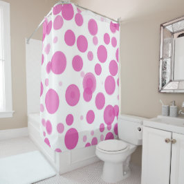 Moderne Roze & Witte Stippen Bubbel Feestje Douchegordijn