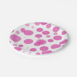 Moderne Roze & Witte Stippen Bubbel Feestje Papieren Bordje