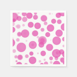 Moderne Roze & Witte Stippen Bubbel Feestje Servet