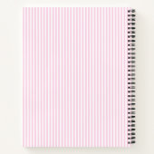 Moderne Roze & Witte Strepen Monogram Naam Notitieboek (Achterkant)