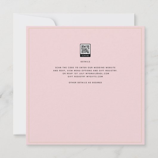 Moderne Roze Witte Trouw Uitnodiging (Achterkant)