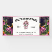 Moderne Roze & Witte Twee Foto Bloemenboerderij Spandoek (Horizontaal)