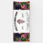 Moderne Roze & Witte Twee Foto Bloemenboerderij Spandoek (Verticaal)