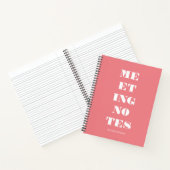 Moderne Roze Witte Typografie Notulen Notitieboek (Binnen)