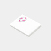 Moderne roze witte voetbal post-it® notes (Schuin)