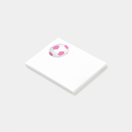 Moderne roze witte voetbal post-it® notes (Schuin)