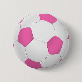 Moderne roze witte voetbal ronde button 5,7 cm