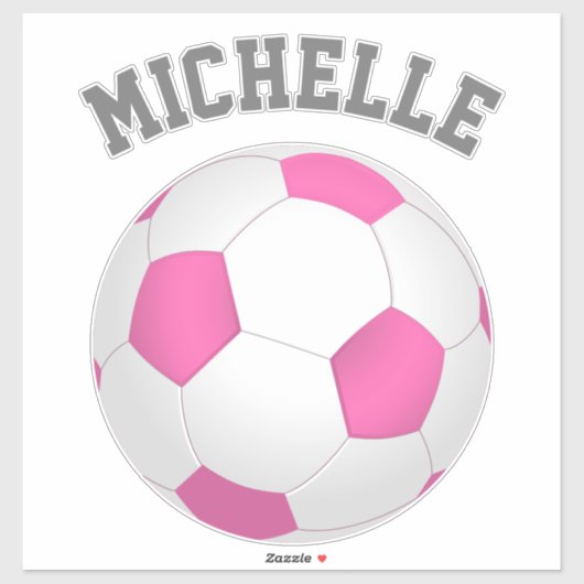 Moderne roze witte voetbal - voeg naam toe sticker (Vel)