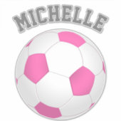 Moderne roze witte voetbal - voeg naam toe sticker (Voorkant)