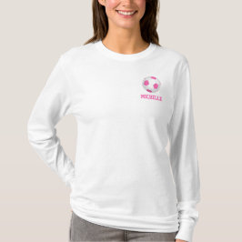 Moderne roze witte voetbal - voeg naam toe t-shirt