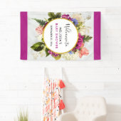 Moderne Roze & Witte Waterverf Bloemen Feest Spandoek (Insitu)