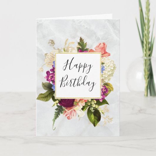 Moderne Roze & Witte Waterverf Bloemige Verjaardag Kaart (Voorkant)