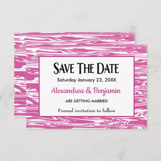 Moderne roze witte Waterverf bruiloft personaliser Save The Date (Voorkant / Achterkant)