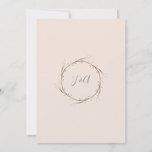 Moderne Roze Witte Wilg Eucalyptus Bewaar de Datum Kaart (Achterkant)