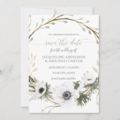 Moderne Roze Witte Wilg Eucalyptus Save the Date Kaart (Voorkant)