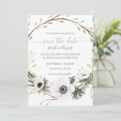 Moderne Roze Witte Wilg Eucalyptus Save the Date Kaart (Staand voorkant)