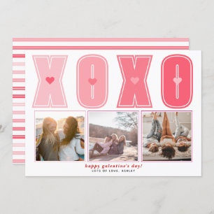 Moderne roze XOXO Galentines Dag hartfoto Feestdagenkaart