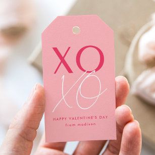Moderne roze XOXO-Valentijnsdag Cadeaulabel