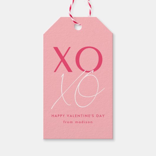 Moderne roze XOXO-Valentijnsdag Cadeaulabel (Voorkant)