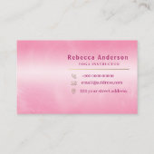 Moderne roze yoga instructeur stijl visitekaartje (Achterkant)