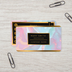 Moderne Roze Zachte Mint Gouden Luxe Collectie Visitekaartje