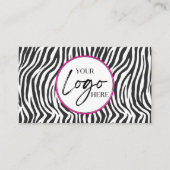 Moderne Roze Zebraprint Aangepaste Bedrijfslogo Visitekaartje (Voorkant)