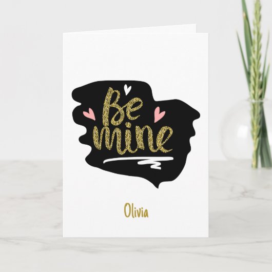 Moderne roze zijn mijn valentijnsdag feestdag feestdagen kaart (Voorkant)