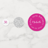 Moderne roze zilver en wit 50 en verbluffend confetti (Voorkanten)