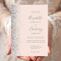 Moderne Roze Zilveren Glitter Rand Trouw