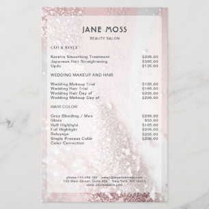 Moderne Roze-Zilveren Glitter Salon Flyer