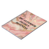 Moderne roze zilveren marmer textuur en typografie notitieboek (Linkerzijde)