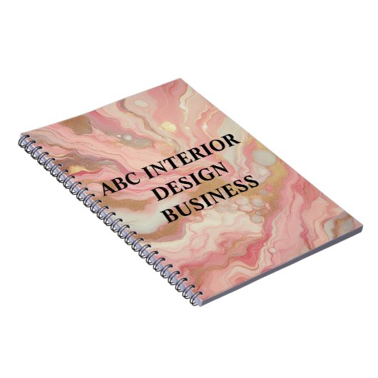 Moderne roze zilveren marmeren textuur en typograf notitieboek (Rechterzijde)