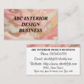 Moderne roze zilveren marmeren textuur en typograf visitekaartje (Voorkant / Achterkant)