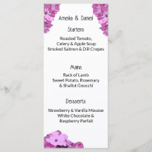 Moderne roze zomer bloem bruiloft menu kaart