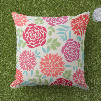 Moderne roze zomer bloemenpatroon buitenkussen