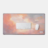 Moderne Roze Zonsondergang Wolken Sky Custom Monog Bureaumat (Keyboard & Muis)