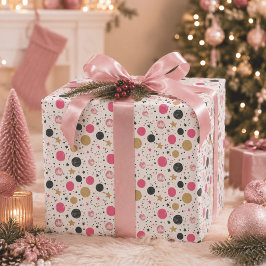 Moderne roze zwart gouden kerstverpakkings papier