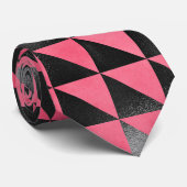 Moderne Roze Zwart Metallic Glanzend Geometrisch P Stropdas (Opgerold)