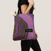 Moderne Roze Zwarte Agate Kristal Gepersonaliseerd Tote Bag (Dichtbij)