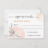 Moderne Roze & Zwarte Bloem Gouden Stippen Reactie RSVP Kaartje (Voorkant)