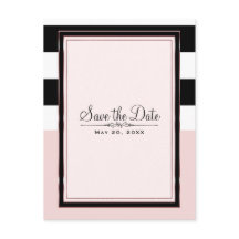 Moderne roze zwarte en witte strepen Save the Date