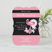 Moderne Roze Zwarte Flamingo Feest Uitnodigingen (Staand voorkant)