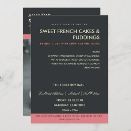 MODERNE ROZE ZWARTE FOTO WERKPLAATS UITNODIGING TE