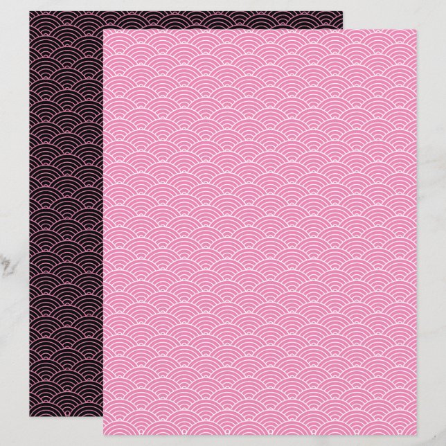 Moderne roze zwarte Japanse golfbrekerpapier (Voorkant / Achterkant)