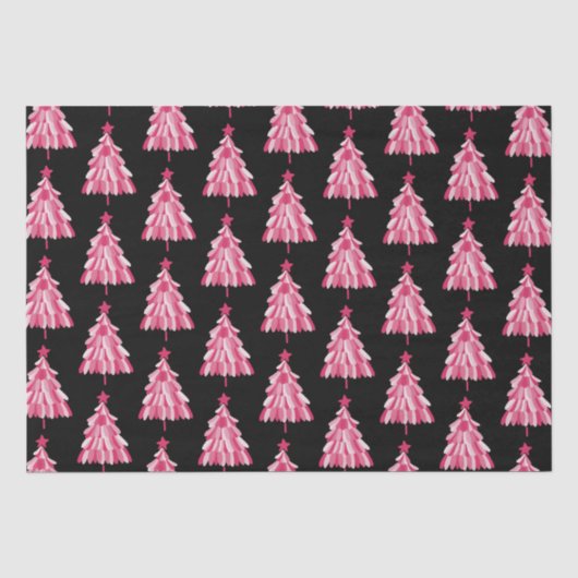 Moderne Roze Zwarte Kerstboom Patroon Tissuepapier (Voorkant)