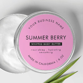 Moderne Roze & Zwarte Lichaam Boter Cosmetische Po Ronde Sticker