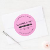 Moderne Roze & Zwarte Lichaam Boter Cosmetische Po Ronde Sticker (Envelop)
